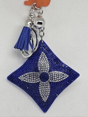 Blue Rhinestone Monogram Bag/Key Charm